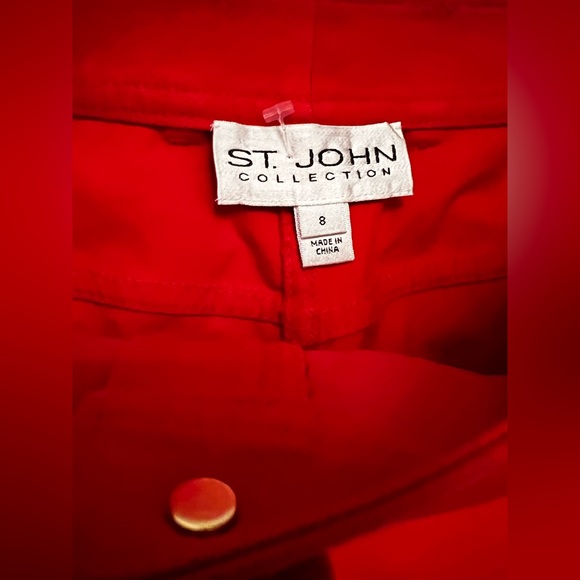🌹St. John Collection Red/Orange Bright 80% Cotton Pant - Picture 4 of 7